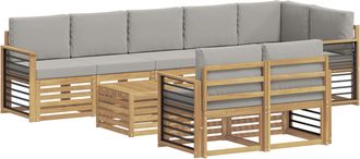 vidaXL Conjunto De Sof&aacute;s De Exterior 9 Uds. Blanco Y Gris Claro Vidaxl