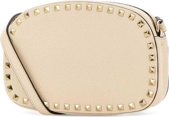 Valentino Garavani Womens Rockstud Crossbody Bag Beige Calf Leather