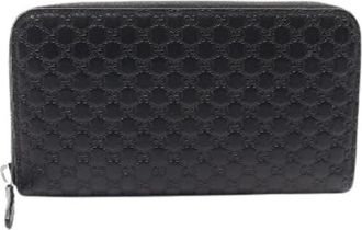 Gucci Pre-owned Microguccissima Leder Lange Portemonnee - Dames - Vintage Accessoires - Zwart - ONE Size - Leer - Vintage
