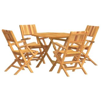 Berkfield Home 5 Piece Garden Dining Set Solid Wood Teak in Brown