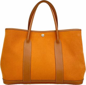 Herm&egrave;s Orange Toile Officier Tote Bag (Pre-Owned)