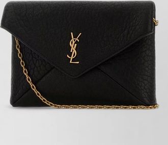 Saint Laurent textured envelope crossbody bag with chain strap