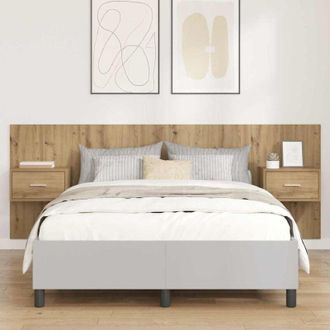 vidaXL vidaXL Testata con Comodino 3 pcs Rovere artigianale Legno multistrato