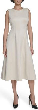 Calvin Klein Faux Suede Midi A-Line Dress in Cream at Nordstrom Rack, Size 14