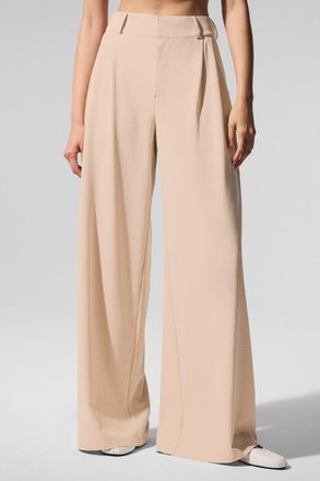 Alo | High-Waist Dreamscape Trouser (Regular) in Macadamia Beige, Size: Large