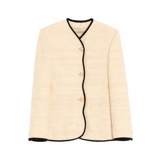 Valentino Silk Linen Canvas Jacket - female - Valentino - Blazers - Beige - M - Jackets