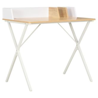 vidaXL Escritorio Blanco Y Natural 80x50x84 Cm Vidaxl