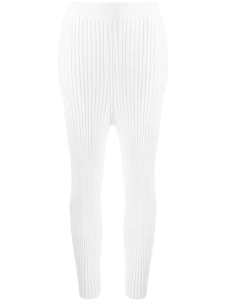 Stella McCartney ribbed high-waisted leggings - women - Cotton - 40 - White