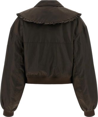 Ganni Womens Bomber Jacket Demitasse Nylon Recycled Polyamide