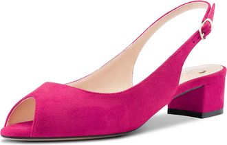 Castamere Women Chunky Block Low Kitten Heel Peep Open Toe Sandals Slip-on Slingback Cute Sexy Clear 3.5 CM Heels Pink 5.5 UK