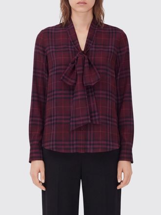 Burberry Camicia in seta con stampa tartan e collo a fusciacca
