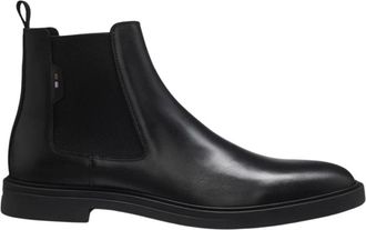 HUGO BOSS Chelsea Boots, male, Black, 9 UK, Black Chelsea Boots with Signature Stripe