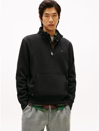 Tommy Hilfiger Mens Fleece Quarter-Zip Sweatshirt - Black - XXXL