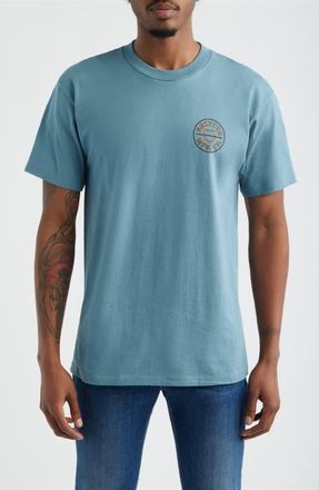 Brixton Crest Cotton Graphic T-Shirt in Ocean Breeze/Black/Rust at Nordstrom, Size Xx-Large