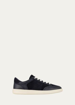 Ferragamo Mens Sergio Leather Gancio Low-Top Sneakers