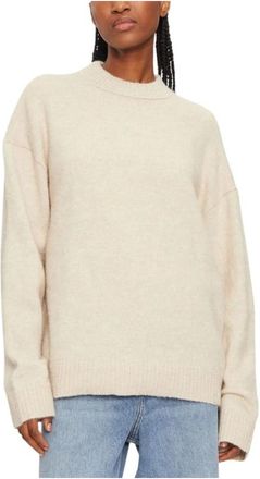 Calvin Klein Jeans Truien & Vesten, Dames, Beige, M, Wol, Gestructureerde Losse Hoge Hals Sweater