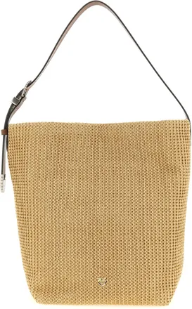 Pinko Beige Cowhide Shoulder Womens Bag