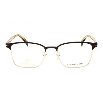 David Beckham Rectangle Full Rim, Matte Brown Gold Eyeglasses - Brown