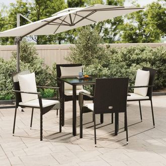 vidaXL Vidaxl - Set De Muebles Jard&iacute;n 5 Pzas Con Cojines Rat&aacute;n Sint&eacute;tico Negro