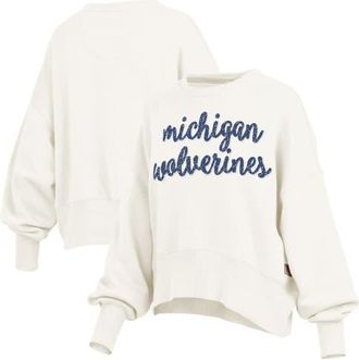 Pressbox Womens Pressbox Cream Michigan Wolverines Oversized Chelsea Waist Length Pullover Sweatshirt at Nordstrom, Size Xx-Large