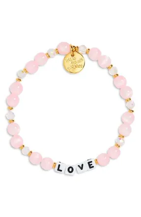 Little Words Project Love Sweet Petal Kisses Beaded Stretch Bracelet in White at Nordstrom, Size Small/medium