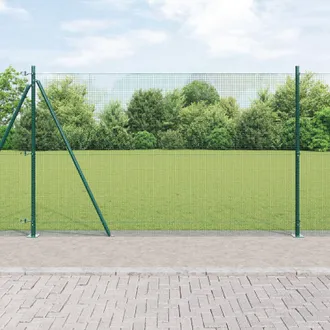Berkfield Home Welded Wire Fence with 13 Flanged Posts Green 1.5x50 m Steel