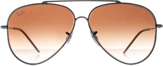 Ray-Ban Aviator Unisex Gunmetal Brown Gradient RB0101S Aviator Achterzijde