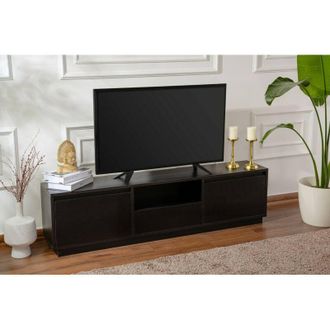Dmora Dmora - Mueble De Televisi&oacute;n Morrigan, Aparador De Sal&oacute;n, Mueble Bajo Para Tv, Base De Pared Equipada, 160x30 H42 Cm, Negro