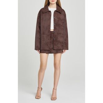 Wayf Rita Faux Suede Jacket in Espresso at Nordstrom Rack, Size X-Large