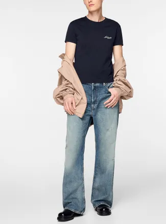 Acne Studios Mens Cursive logo fitted T-shirt