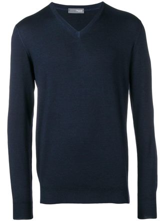 Drumohr plain v-neck jumper - men - Merino - 48 - Blue