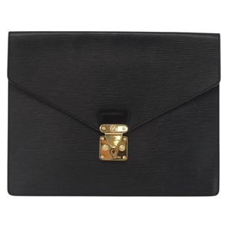 Louis Vuitton Porte-Documents Senateur Bag Epi Leather Black Leather Briefcase Bag (Pre-Owned)