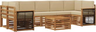 vidaXL Conjunto De Sof&aacute;s De Exterior 8 Uds. Natural Y Beige Vidaxl