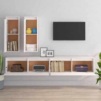 Berkfield Home TV Cabinets 4 pcs White Solid Wood Pine