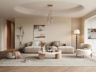 Vente-Unique Lampadario 4 sfere L. 48 x H. 140 cm in Metallo e Vetro fumé Dorato e grigio fumé - GALRON