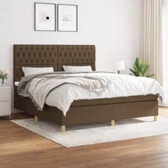 vidaXL Vidaxl - Cama Box Spring Con Colch&oacute;n Tela Marr&oacute;n Oscuro 180x200 Cm