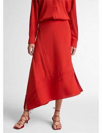 Vince Pintuck Slip Skirt In Poppy