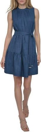 DKNY Tie Waist Denim Dress at Nordstrom Rack, Size 14