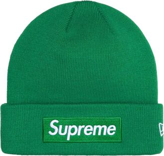 SUPREME Accessoires, Heren, Groen, ONE Size, Geborduurde Beanie met Omgeslagen Rand