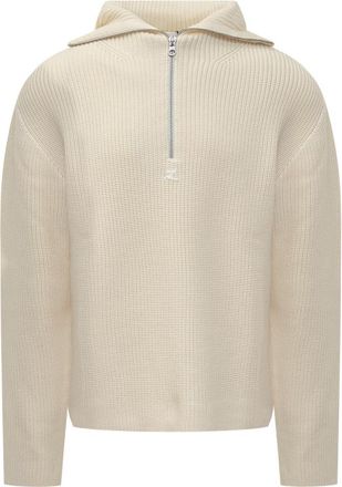 Courr&egrave;ges Off White Solid Hood Sweatshirt