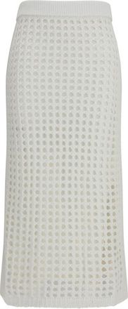 Max Mara White Crochet Ankle Length Skirt