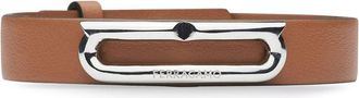 Ferragamo Gancini-plaque leather bracelet - men - CALFSKIN/Brass - One Size - Brown