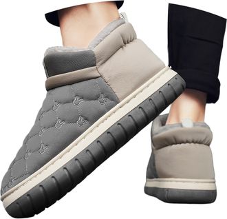 Generic 2026 Mens Slippers Men Autumn and Winter Pattern Fashion Couple Style Solid Color Thick Sole Thickened Warm Comfortable Shoes (Grey, 5)