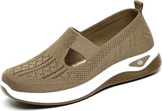 Generic Womens Slip-On Trainers | Wide Fit Breathable Mesh Walking Shoes | Comfort Arch Support Sneakers for UK Summer