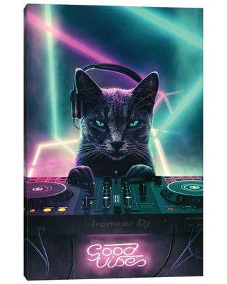 iCanvas Cat Dj By Adam Cousins Wall Art
