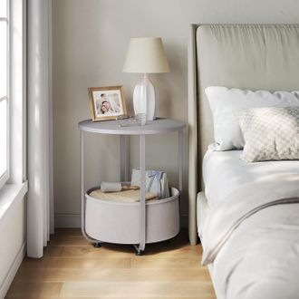 Woltu Woltu Mesa De Centro Redonda De Lona, mesita De Noche, Mesa De Centro Para Sala, Mesa Auxiliar Para Sof&aacute;, Mesa Baja, Sala De Estar, Estructura Met&aacute;lic