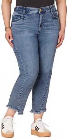 Democracy Womens High Rise Spliced Ankle Straight Jeans In Denim