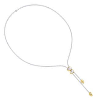 Diamond2Deal 925 Sterling Silver Two-tone 8.20 Ct Pear & Oval Cut Lab Grown Diamond Pendant Necklace 18