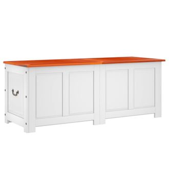vidaXL Ba&uacute;l De Almacenaje Con Tapa Madera De Acacia Marr&oacute;n Y Blanco Vidaxl