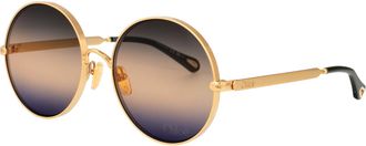 Chlo&eacute; Womens Sunglasses Ch0321s Gold Metal Gold-Gold-Blue Gold/gold/blue